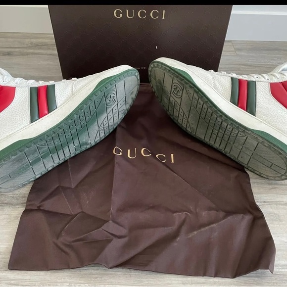 GUCCI Contrast Padded Leather High Top Sneakers Size 12G - Picture 5 of 8